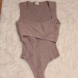 Abercrombie & Fitch Ribbed Mauve Bodysuit